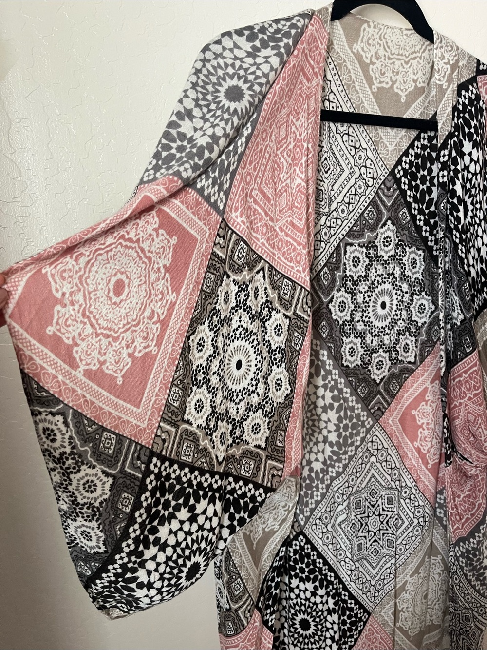 VICI Printed Patchwork Kimono Swim Cover Up